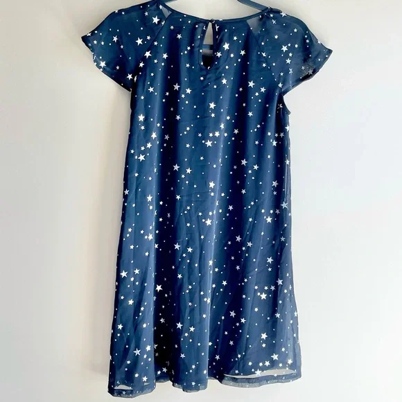CRB Girls Flutter Sleeve Metallic Star Dress - Size 16 - Picture 3 of 3